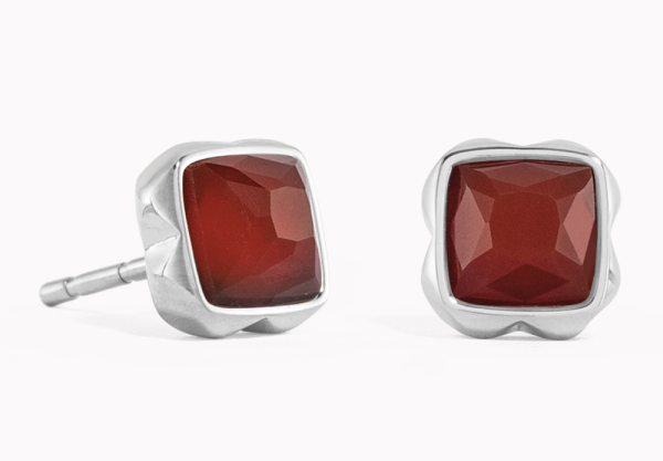 Coeur de Lion Silver Studs Red Agate - January